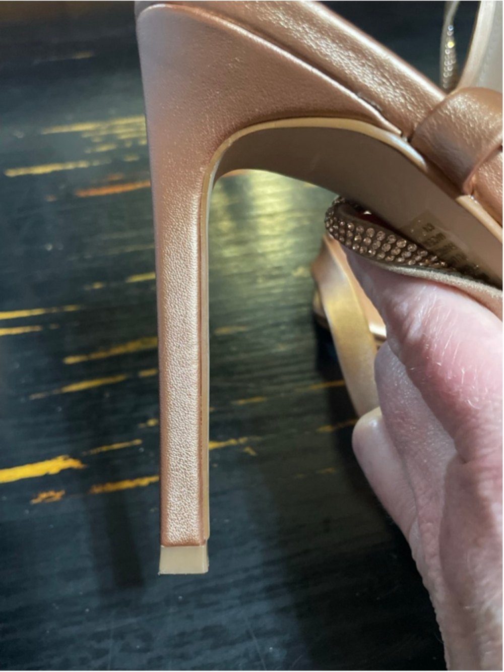 Women's size 9 Steve Madden Rose Gold Rhinestone Ankle Wrap Heels - Picture 6 of 10